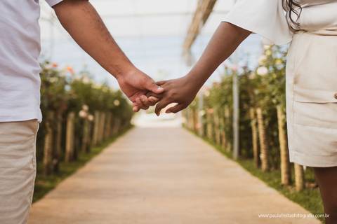 ensaio pre casamento casal de mãos dadas em holambra sp'