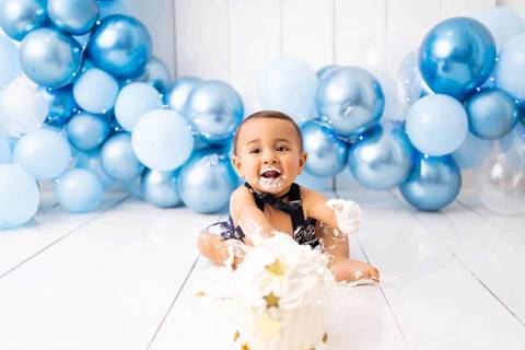 Smash the Cake Realeza Azul - Vanessa Durazzo Fotógrafa de Newborn, Gestante e Crianças'