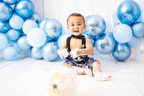 Smash the Cake Realeza Azul - Vanessa Durazzo Fotógrafa de Newborn, Gestante e Crianças'