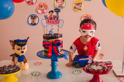 Mesa decorativa da festa infantil. Patrulha Canina. Vila Velha - ES. Itapuã'