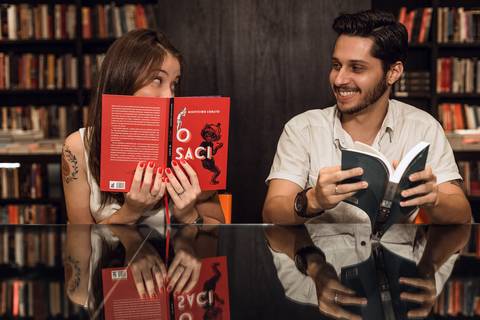 pre wedding engraçado carol e rafa livraria da travessa ribeirão shopping ribeirão preto sp'