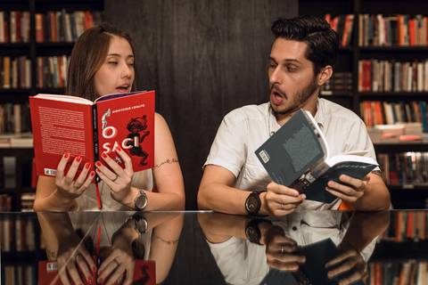 pre wedding engraçado carol e rafa livraria da travessa ribeirão shopping ribeirão preto sp'