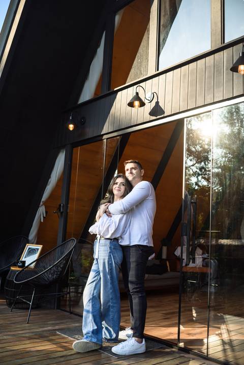 Momentos românticos na cabana'