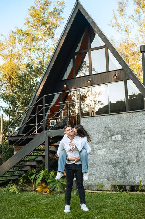 Efeito aconchegante da varanda da cabana'