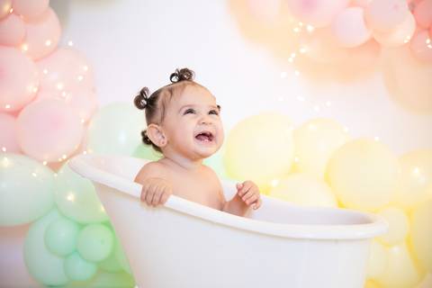 banho de leite, smash the cake'