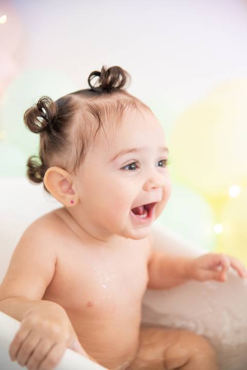 sorriso na hora do banho, smash the cake'