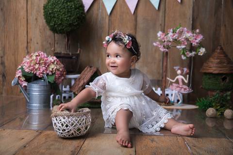 Ensaio primeiro ano menina tema Jardim Brasilia '