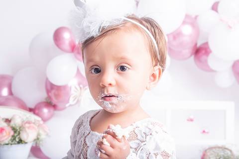 smash the cake tema jardim ensaio primeiro ano com bolo'