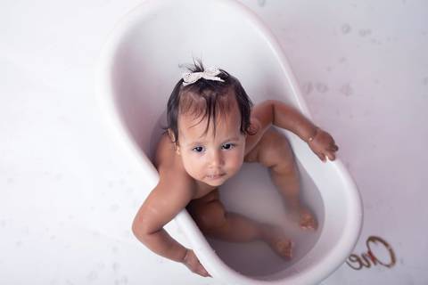 Banho de cima, banheira smash the cake primeiro ano completo'