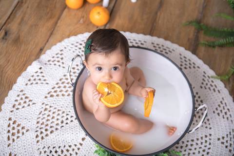 visão superior, banho de leite'