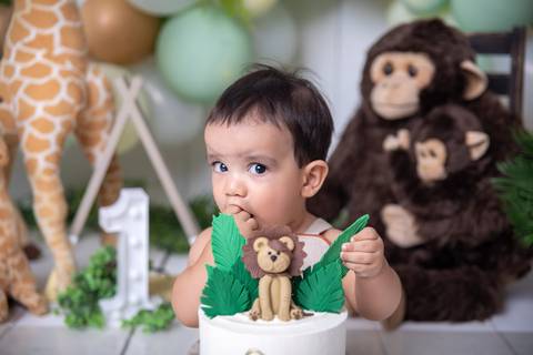 provando bolo no ensaio smash tema safari'