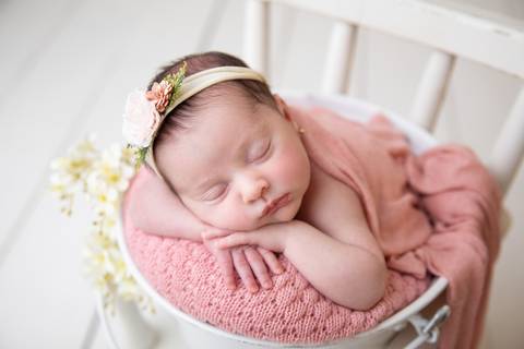 Dorminhoca ensaio de menina Newborn paleta rosa'