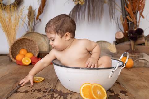 Ensaio Brasília bebê menino Boho laranja'