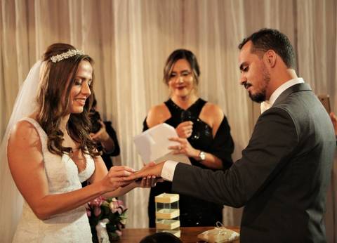 Aliança Fotografia da Cerimônia de Casamento no Buffet Grande Ville em Santo André-São Paulo-CelsoVick'