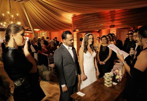 Fotografia da Cerimônia de Casamento no Buffet Grande Ville em Santo André-São Paulo-CelsoVick'