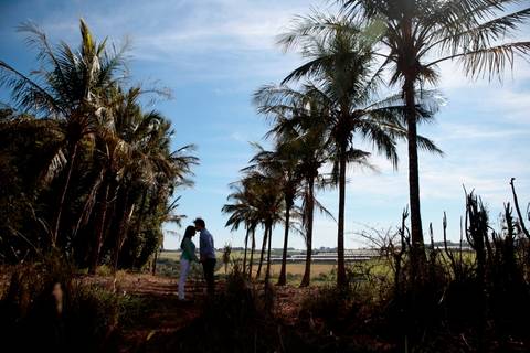 de casal antes do casamento realizado na cidade de Holambra, São Paulo.'