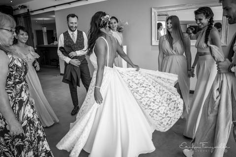 Hermoso vestido de novia en la boda peruana'