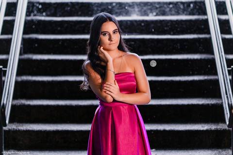 fotografia feminina escada'