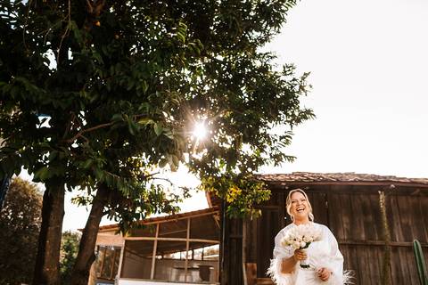 making of noiva com buque'