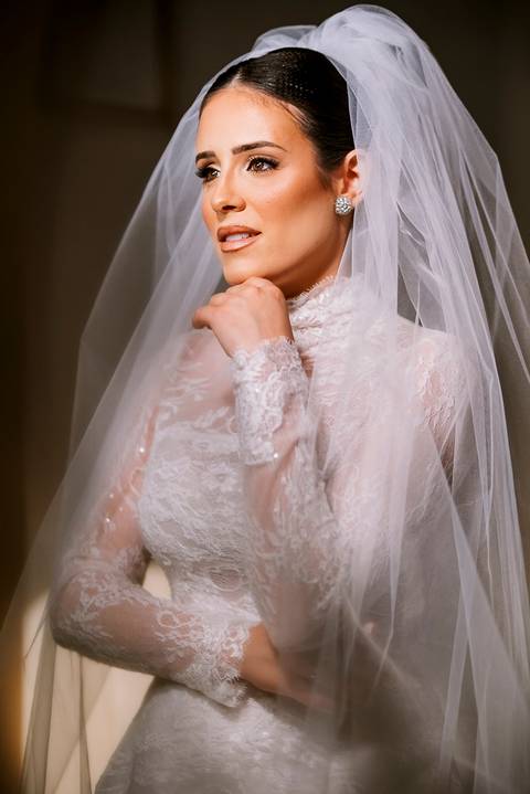 retrato de noiva com véu'