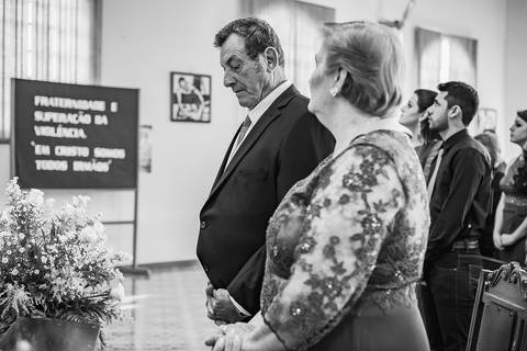 Fotografia de Alaídes e Armínio Draghetti em celebração de suas bodas de ouro (50 anos de casamento)'