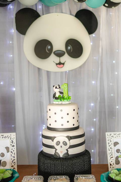 Decoração de Festa infantil de um ano tema Panda'