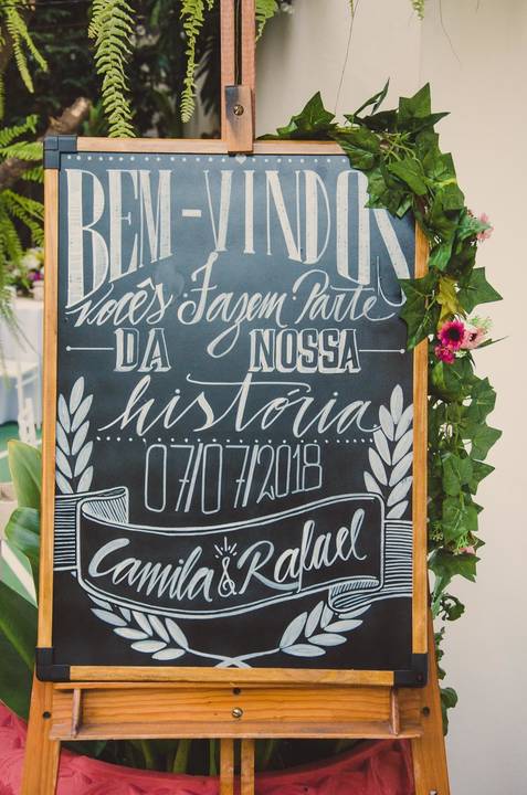 Placa de boas-vindas personalizada em negro e branco'