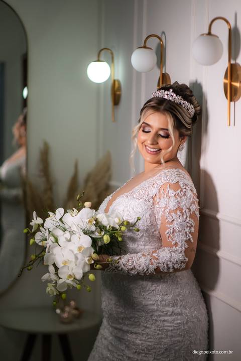 poses de noiva durante making of'