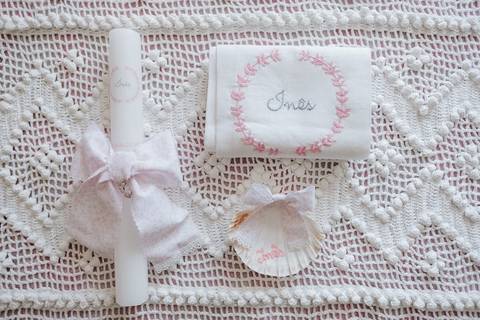 vela e toalha do baptizado'