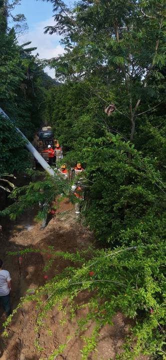 Light na estrada da Torre trocando poste'