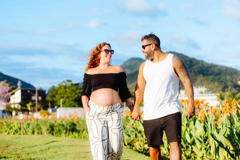 fotos com golden hour para gestante'