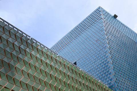 Arquitetura colorida no Design District em Miami'