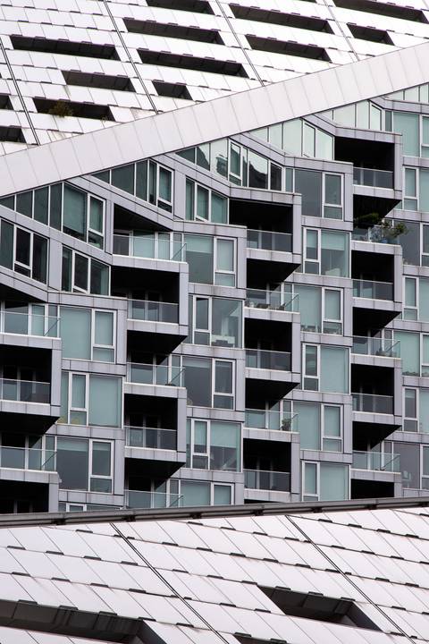 VIΛ 57 West  BIG, prédio contemporâneo NY, foto para quadro decorativo'