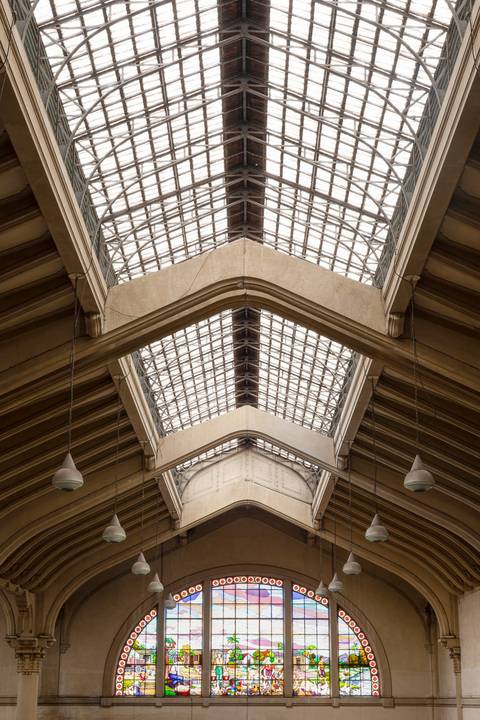Detalhe da cobertura do Mercado Municipal em São Paulo'