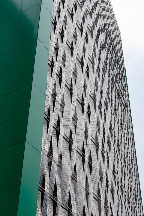 detalhe da fachada do Allianz Parque em São Paulo'