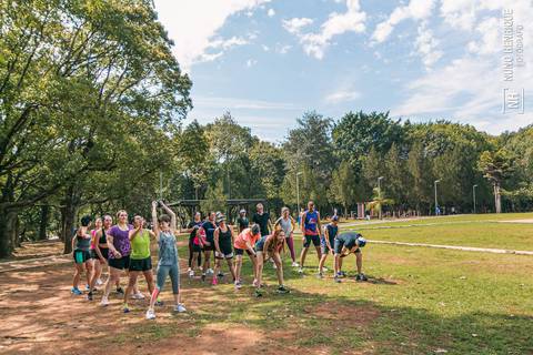 Fotos do treino funcional especial para o Programa Jaguaré Caminhos realizado pelo personal trainer Gui Cerino no Espaço Verde Chico Mendes, em São Caetano do Sul.'