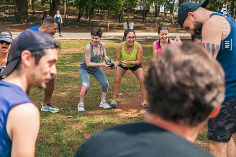 Fotos do treino funcional especial para o Programa Jaguaré Caminhos realizado pelo personal trainer Gui Cerino no Espaço Verde Chico Mendes, em São Caetano do Sul.'