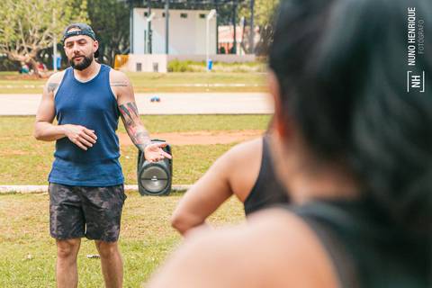 Fotos do treino funcional especial para o Programa Jaguaré Caminhos realizado pelo personal trainer Gui Cerino no Espaço Verde Chico Mendes, em São Caetano do Sul.'