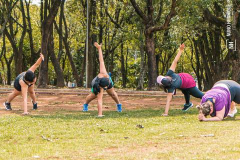 Fotos do treino funcional especial para o Programa Jaguaré Caminhos realizado pelo personal trainer Gui Cerino no Espaço Verde Chico Mendes, em São Caetano do Sul.'