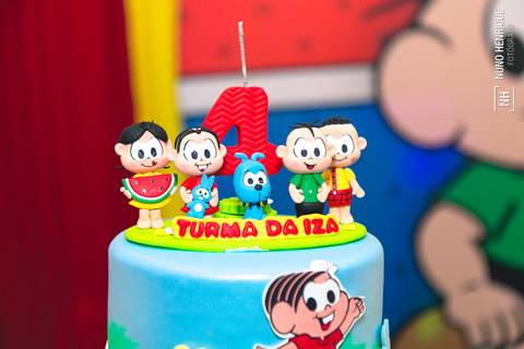 Foto do aniversário da Izadora no Buffet Happy Face em São Paulo com o tema da Turma da Mônica.'