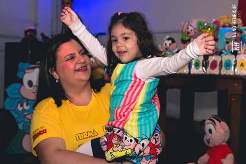 Foto do aniversário da Izadora no Buffet Happy Face em São Paulo com o tema da Turma da Mônica.'