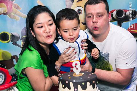 Foto da festa de aniversário de 3 anos do Miguel no Buffet Sabor da Alegria, em São Paulo.'