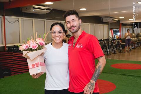 Vencedora do sorteio de Dia da Mulher na Academia Inova Jardim, em Santo André.'