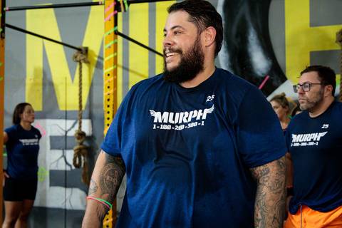 Fotografia de evento CrossFit registrando atletas durante o desafio Murph'