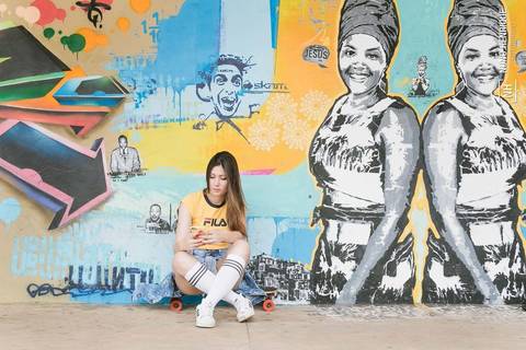 Ensaio fotográfico com skate da modelo Luiza Frameschi na Pista de Skate em São Bernardo do Campo/SP.'