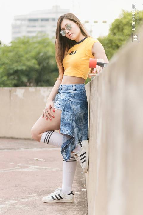 Ensaio fotográfico com skate da modelo Luiza Frameschi na Pista de Skate em São Bernardo do Campo/SP.'