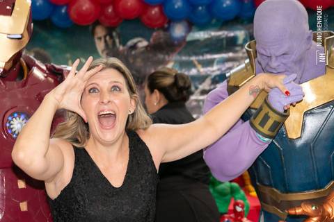 Festa de aniversário de 5 anos do Matias no Buffet Spasso Power com os personagens Hulk, Capitão América, Homem Aranha, Thor, Homem de Ferro e Thanos da Mister Marcelo personagens na cidade de São Paulo.'