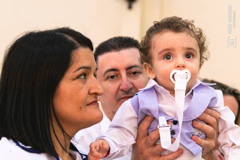 Cerimônia de batismo do João Lucas realizada na Igreja do Sagrado Coração de Jesus, zona sul de São Paulo.'