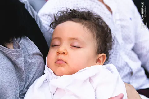 Cerimônia de batismo do Theo realizada na Igreja do Sagrado Coração de Jesus, zona sul de São Paulo.'