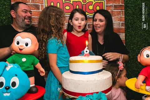 Aniversário infantil da Beatriz com tema Turma da Mônica realizado no Buffet Kid Recanto Santana'